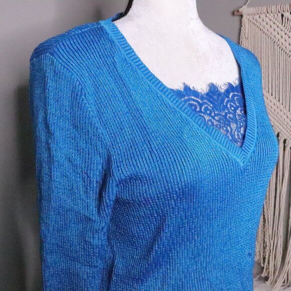 Soft Surrounding | V Neck Ribbed Knit Sweater Medium - Picture 3 of 7